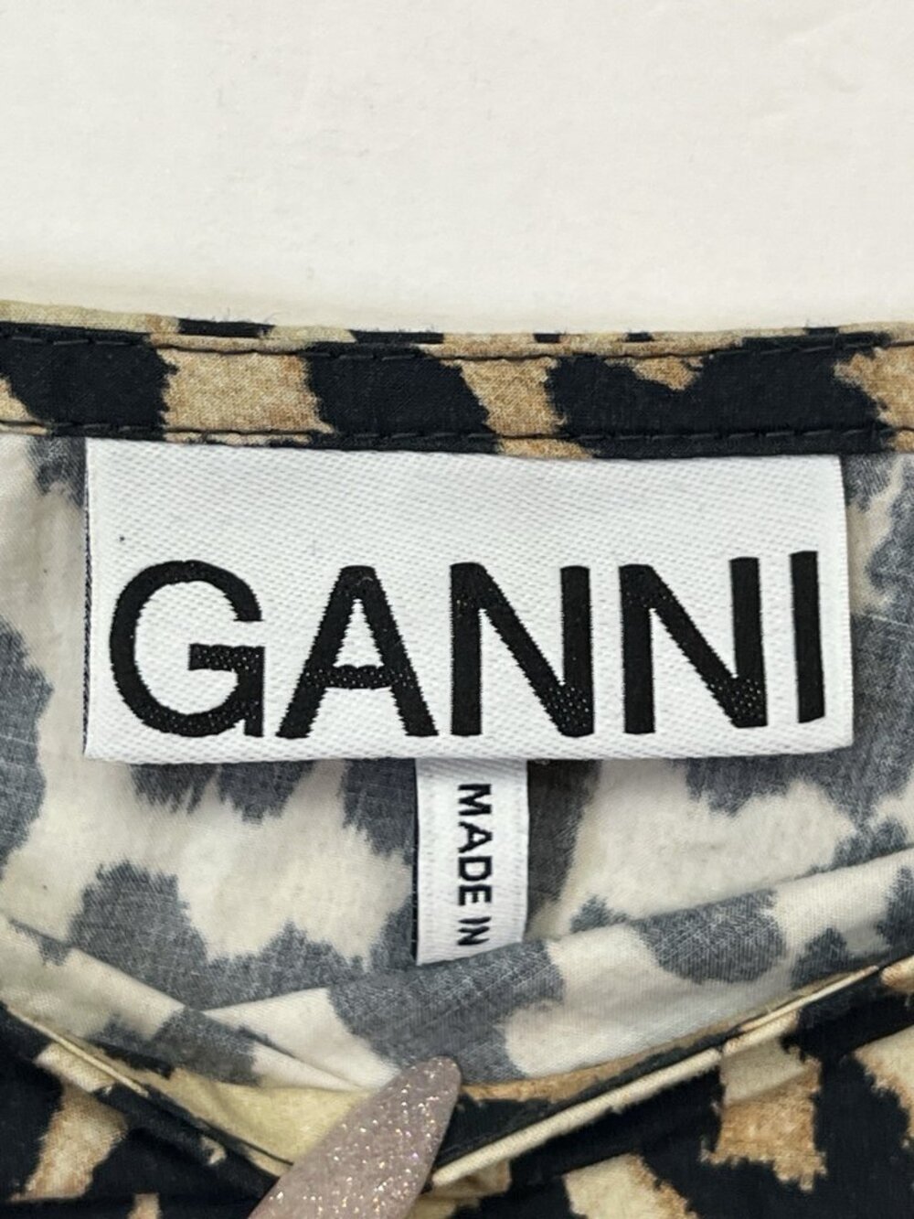 GANNI Poplin Midi Skirt Size 34 US Xs Leopard Print - Picture 9 of 9